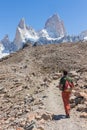 People trekking to the Mount Fitz Roy in El ChaltÃÂ©n, Patagonia Argentina.