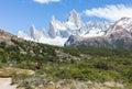 People trekking to the Mount Fitz Roy in El ChaltÃÂ©n, Patagonia Argentina.