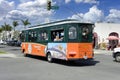 People in a trolly bus tour around Coronado Island, San Diego, California Royalty Free Stock Photo