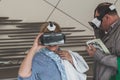 People trying 3D headset at Expo 2015 in Milan, Italy