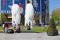 Leeuwarden, Netherlands, May 5 2018, People statues Cultural Capital Europe Royalty Free Stock Photo