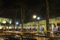 People at the typical german beer garden at night