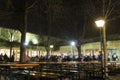 People at the typical german beer garden at night