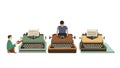 People Typing on Vintage Typewriters Group, vector design Generative AI Royalty Free Stock Photo