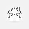 People under House Roof vector line Stay Home concept icon