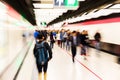 People in an underground station with zoom effect Royalty Free Stock Photo