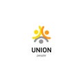 People union vector logo. Common people logotype isolated template. Abstract symbol of connected humans.