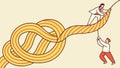 People Untangling Knot, Teamwork Problem Solving Concept, vector design Generative AI Royalty Free Stock Photo