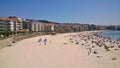 People at urban beach of Silgar in Sanxenxo in Pontevedra Spain Royalty Free Stock Photo