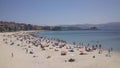 People at urban beach of Silgar in Sanxenxo in Pontevedra Spain Royalty Free Stock Photo