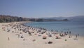 People at urban beach of Silgar in Sanxenxo in Pontevedra Spain