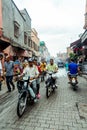 People and urban life in the streets of the medina of Marrakech. Morocco in October 2019