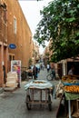 People and urban life in the streets of the medina of Marrakech. Morocco in October 2019