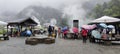 People use boiling water to cook food by the cooking poor of Qingshui Geothermal Park, Yilan, Taiwan