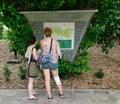 People use the map at Singapore Botanic Garden Royalty Free Stock Photo