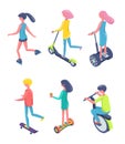 Teenagers Boys and Girls on Eco Transport Vector