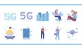 people using 5G internet, innovative technologies fast connection icons