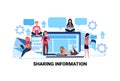 People using internet gadgets social network sharing information concept online share connection communication flat