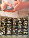 People using mobile phone order Janpanese  food online Royalty Free Stock Photo