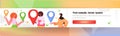 people using online navigation app on digital devices man woman exploring route with location pin GPS pointers