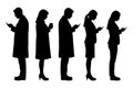People Using Smartphone Silhouette Set Showing Modern Mobile Communication and Social Media Use Royalty Free Stock Photo