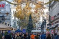 Of people on Vaci street during Christmas time in Budapest, Hungary Royalty Free Stock Photo