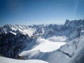 People in the Vallee Blanche, Chamonix, France, Full of skiers in the valley, touristic place Royalty Free Stock Photo