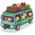People in the Van Loaded with Luggage Royalty Free Stock Photo