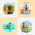 People with various addictions vector flat illustration