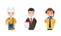 People of Various Professions Set, Air Traffic Controller, Businessman, Construction Worker Characters Cartoon Vector Royalty Free Stock Photo