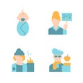 People vector flat color icon set