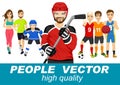 People vector with various sport characters