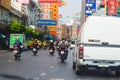 People and vehicles in bangkok city street