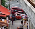 People with vehicles on street in Manila, Philippines Royalty Free Stock Photo