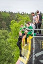 People on an vertical obstacle wall.