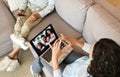 People on video call, family and heart hand with love, laptop screen and communication, grandparents and bonding. Emoji Royalty Free Stock Photo