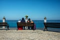 People at View Point  Vistapoint terrace in Tropea Royalty Free Stock Photo