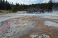 People viewing geyser pool in Yellowstone Royalty Free Stock Photo