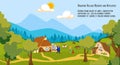 People on village vacation vector illustration, cartoon flat happy family villager characters spending time together