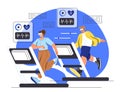 People with virtual fitness vector concept