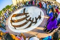 people visit astronomical instrument at Jantar Mantar observatory