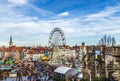 People visit big wheel at christkindl market in Erfurt