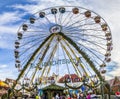 People visit big wheel at christkindl market in Erfurt