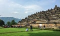 People visit the Borobudur temple in Jogja, Indonesia Royalty Free Stock Photo