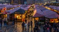 People visit Christmas Market in evening- Nuremberg, Germany Royalty Free Stock Photo