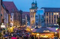 People visit Christmas Market- Nuremberg, Germany-evening scene Royalty Free Stock Photo