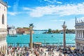 People visit the embankment at the Piazza San Marco in Venice, Italy Royalty Free Stock Photo
