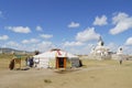 People visit Erdene Zuu monastery in Kharkhorin, Mongolia. Royalty Free Stock Photo