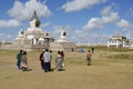 People visit Erdene Zuu monastery in Kharkhorin, Mongolia. Royalty Free Stock Photo