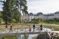 People visit Festetics Palace garden in Keszthely, Hungary.